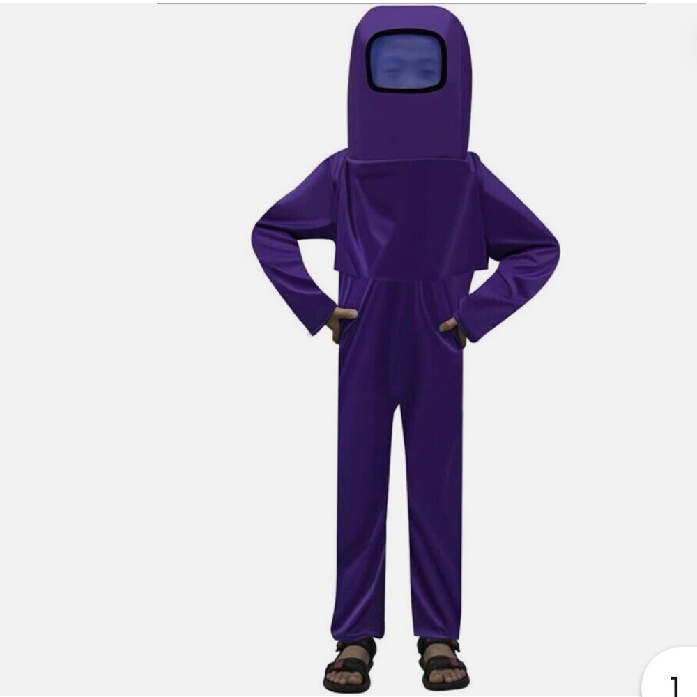 NWOT Kids 3pc Purple Astronaut Adventure Jumpsuit with helmet & backpack (8-10)